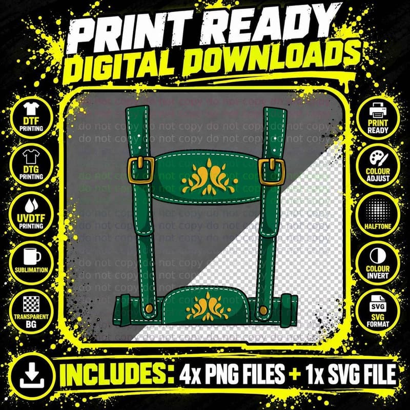 Oktoberfest Lederhosen Halloween Costume T-Shirt Png SVG Digital Bundle