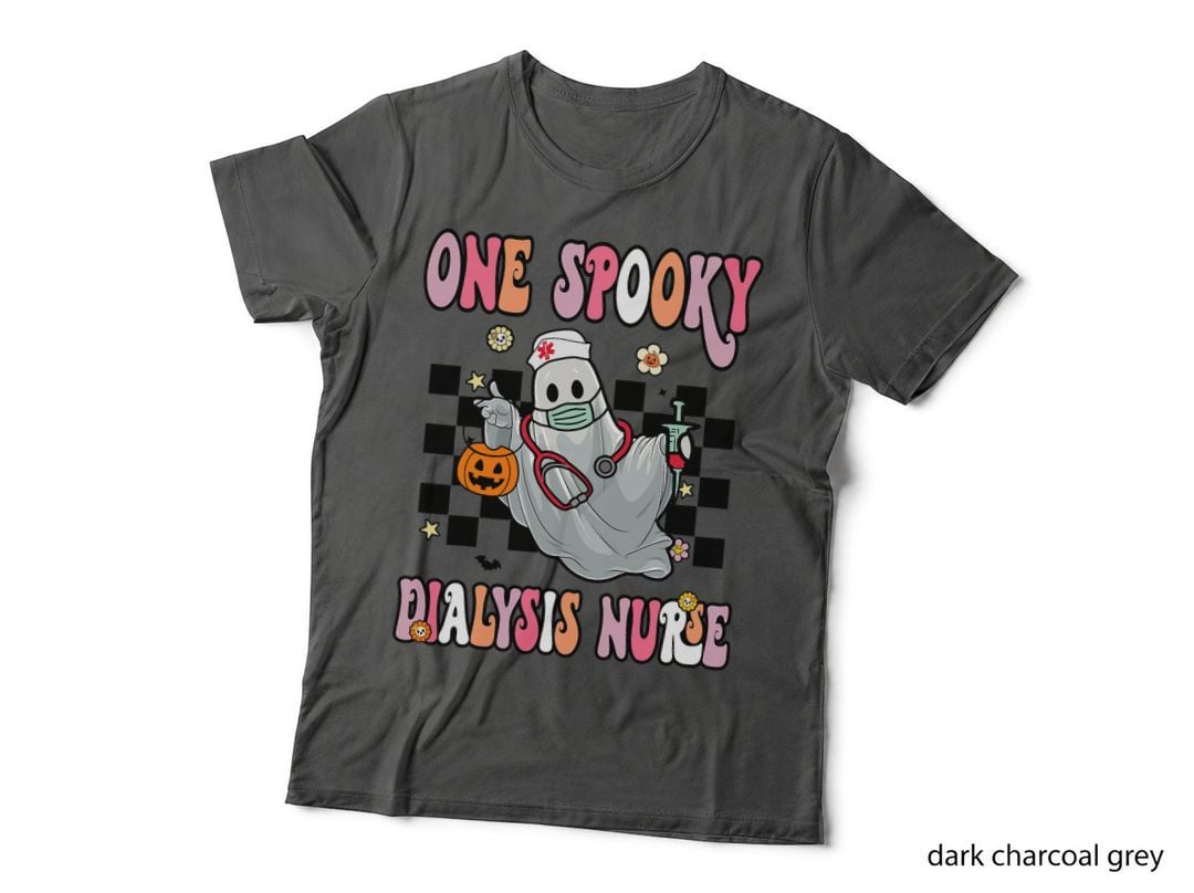 One Spooky Dialysis Nurse Ghost Halloween Nephrology T-Shirt