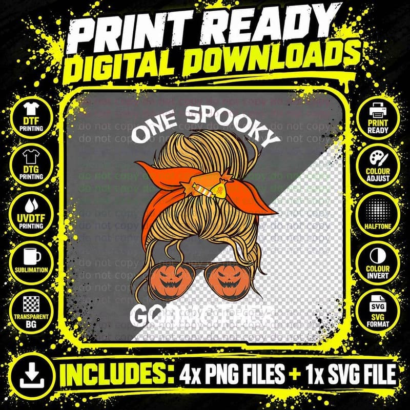 One Spooky Godmother Bandana Women Halloween T-Shirt Png SVG Digital Bundle