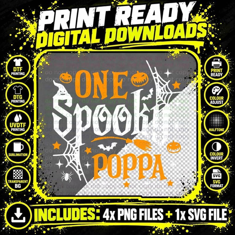 One Spooky Poppa Funny Halloween Spooky Grandpa T-Shirt Png SVG Digital Bundle