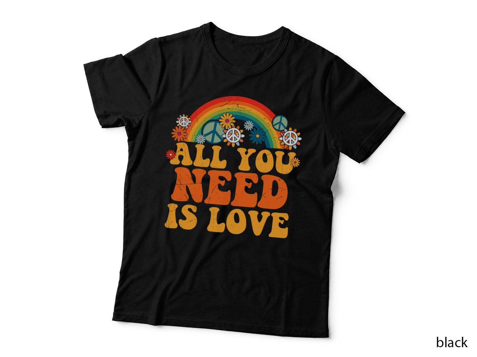 PEACE SIGN LOVE 60s 70s Tie Dye Hippie Costume Halloween T-Shirt