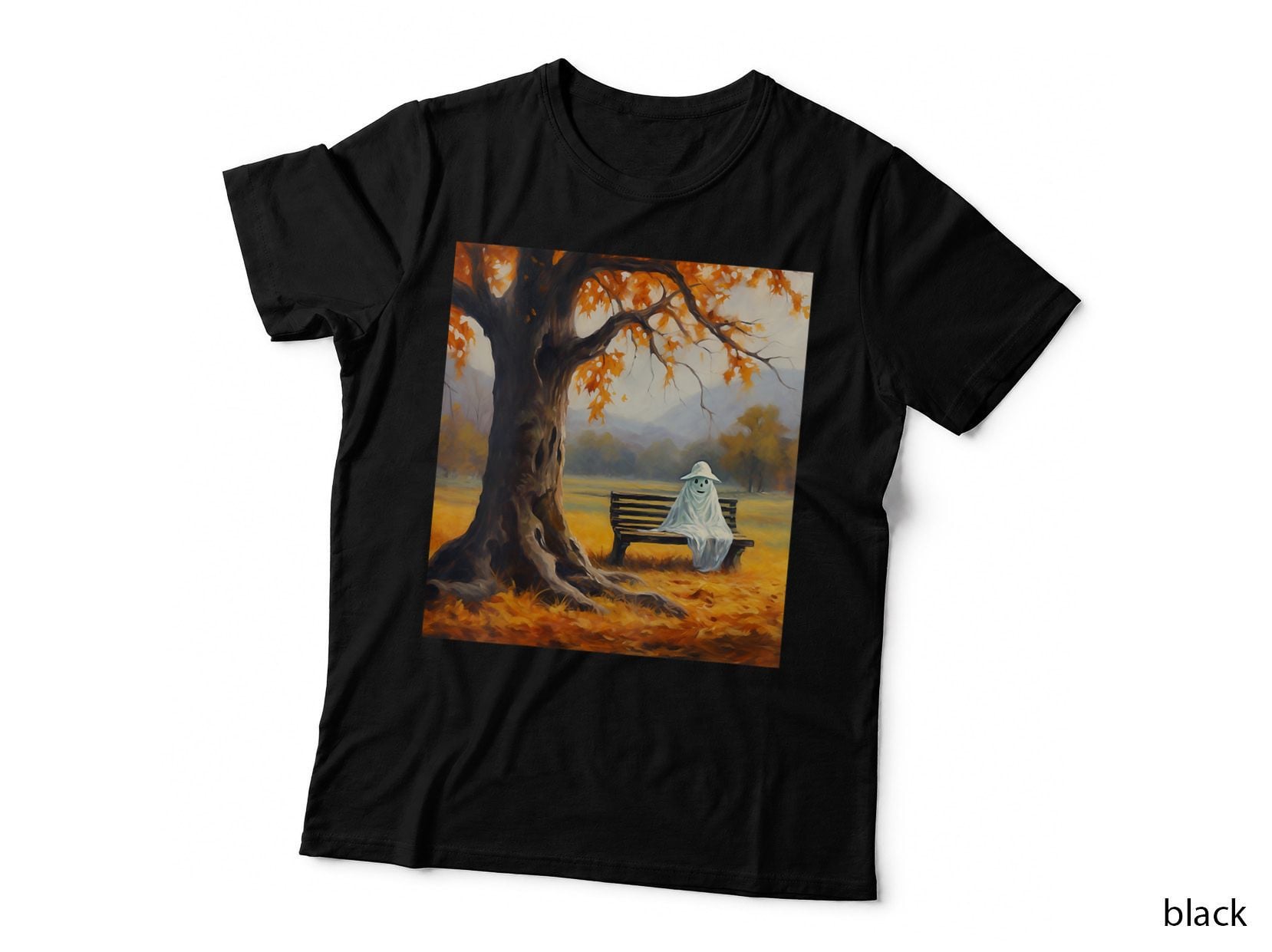 Painted Thrifted Ghost Painting Fall Landscape Art Stuff T-Shirt