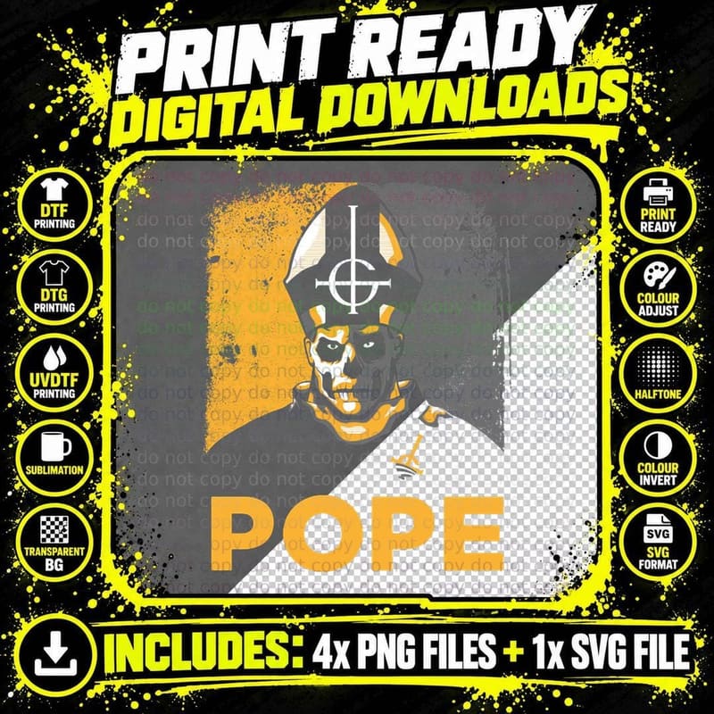 Papa Emeritus - Ghost Pope T-Shirt Png SVG Digital Bundle