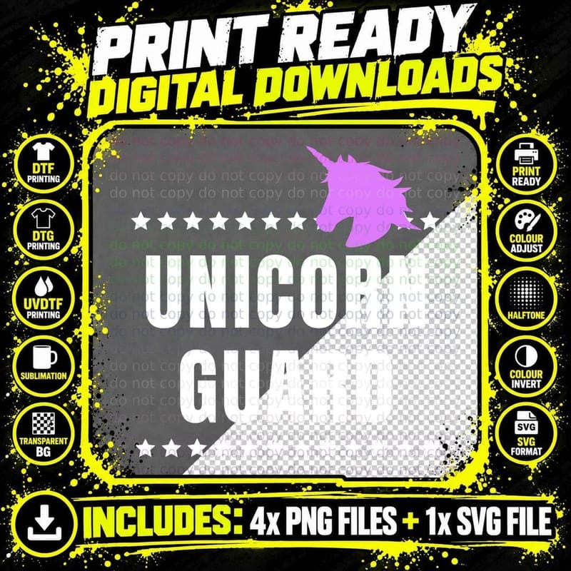 Parental Guidance Unicorn Security Halloween Safety Png SVG Digital Bundle