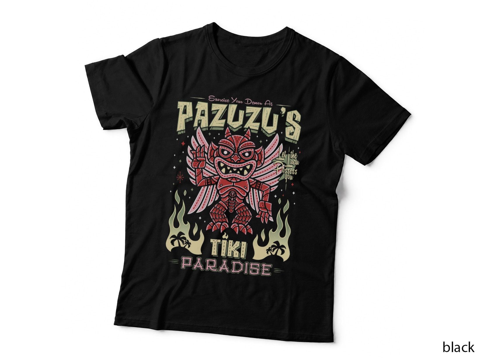 Pazuzu Tiki Bar - Creepy Cute Exorcist Demon - Hawaii Island T-Shirt