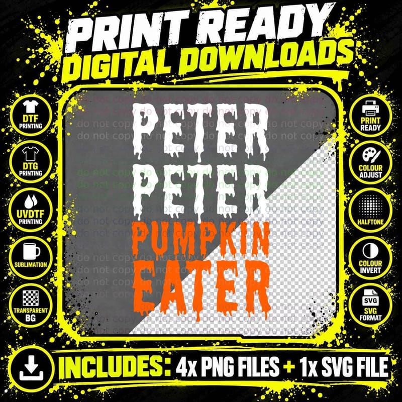 Peter Pumpkin Eater Halloween Costume Couple Men T-Shirt Png SVG Digital Bundle
