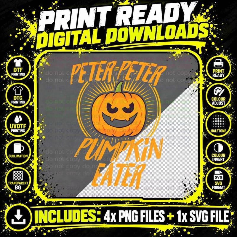 Peter Pumpkin Eater Halloween Costume Jack Olantern Png SVG Digital Bundle