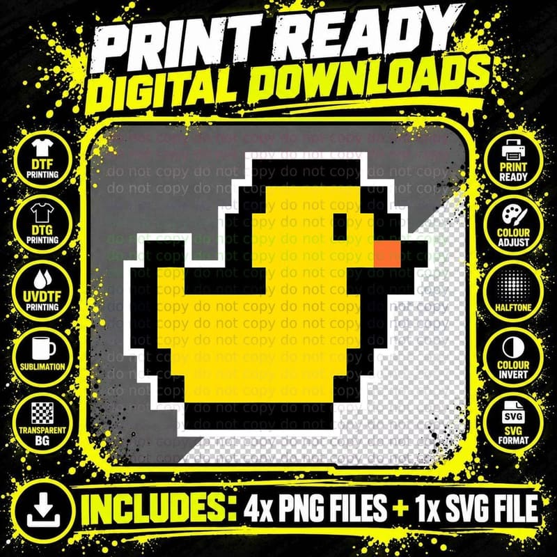 Pixel Little Duck 80s Video Game Halloween Costume Boys Png SVG Digital Bundle