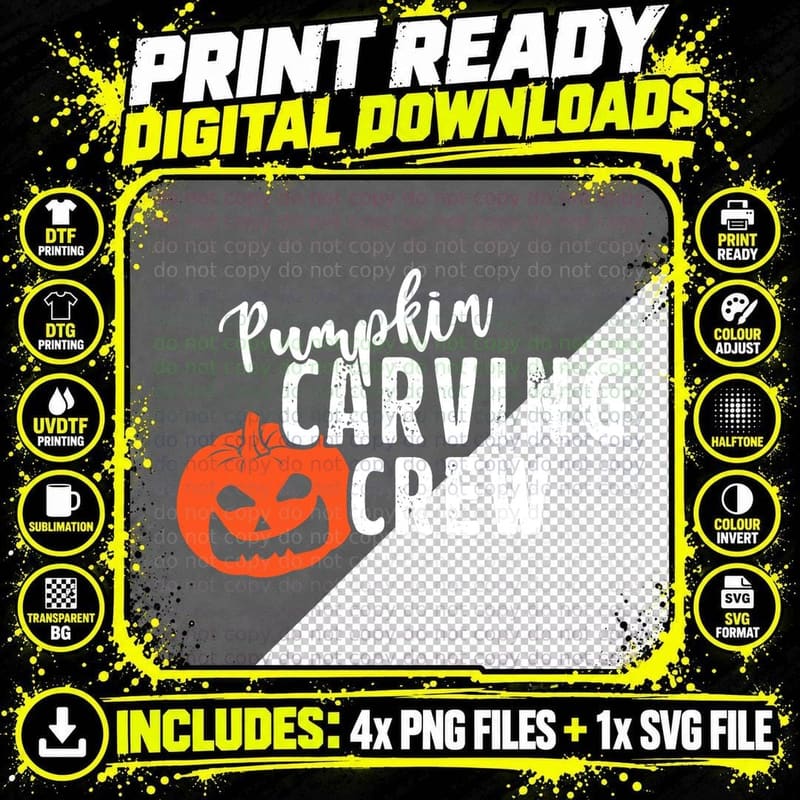 Pumpkin Carving Crew Halloween Family Women Men Youth Png SVG Digital Bundle