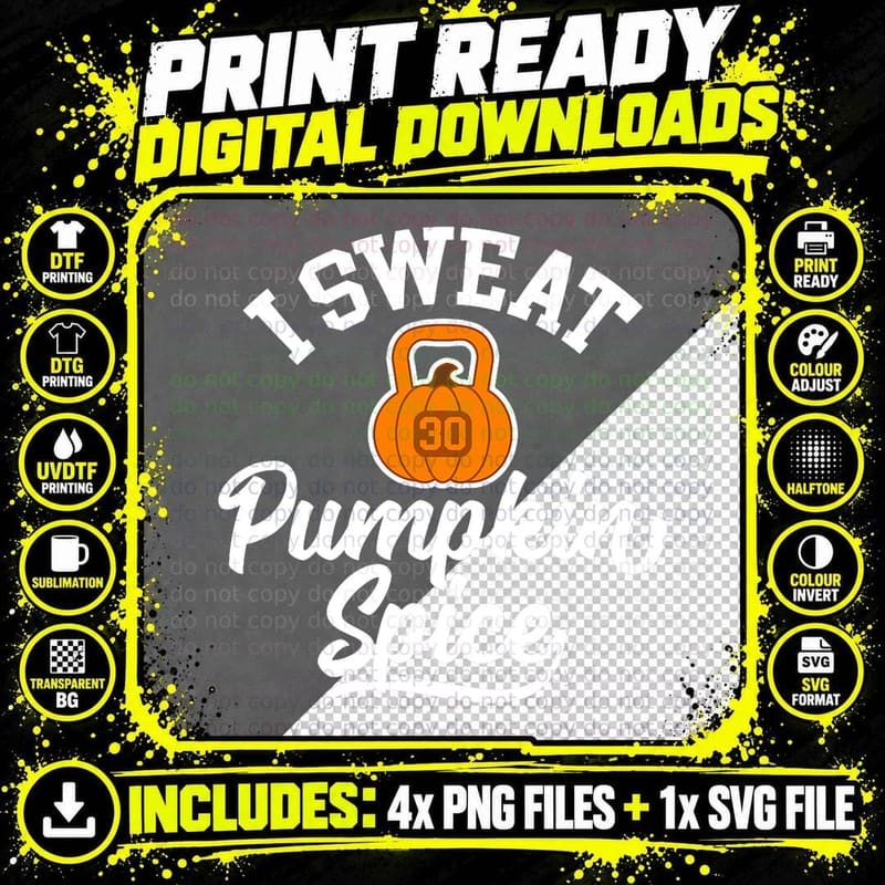Pumpkin Kettlebell Workout Shirt I Sweat Pumpkin Spice Png SVG Digital Bundle