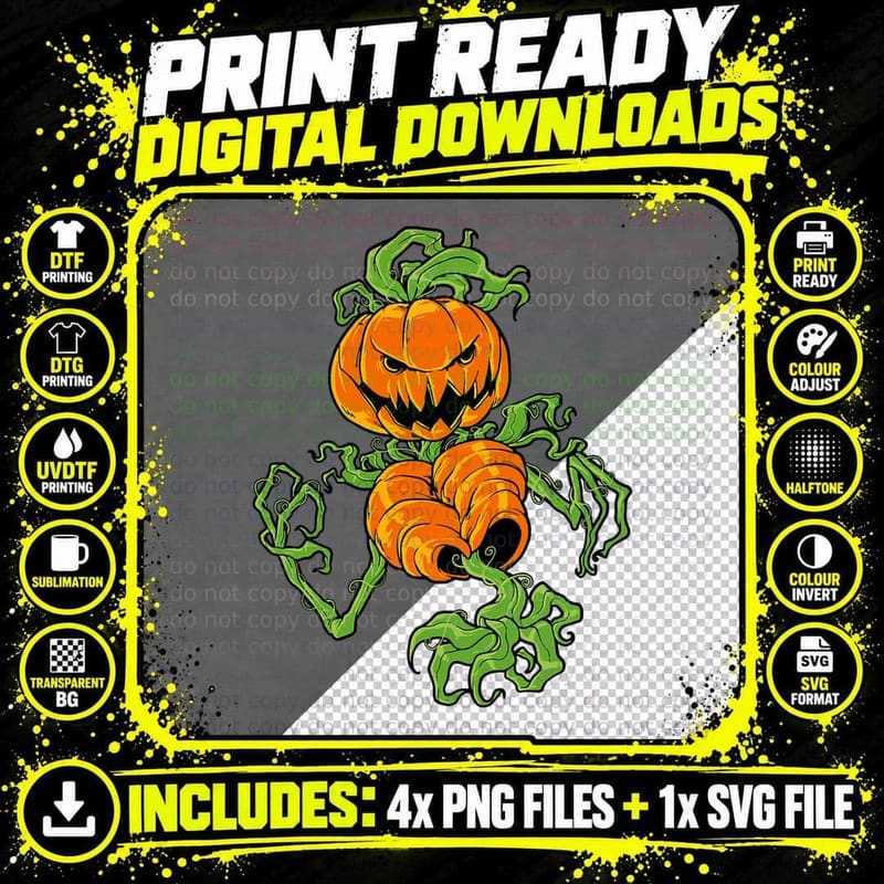 Pumpkin Lazy Halloween Costume Scary Spooky Jack O Png SVG Digital Bundle
