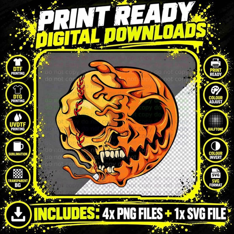 Pumpkin Softball Lazy Halloween Costume Scary Sports Png SVG Digital Bundle