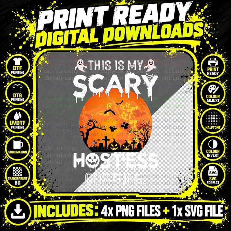 Pumpkin This Is My Scary Hostess Halloween Costume Png SVG Digital Bundle
