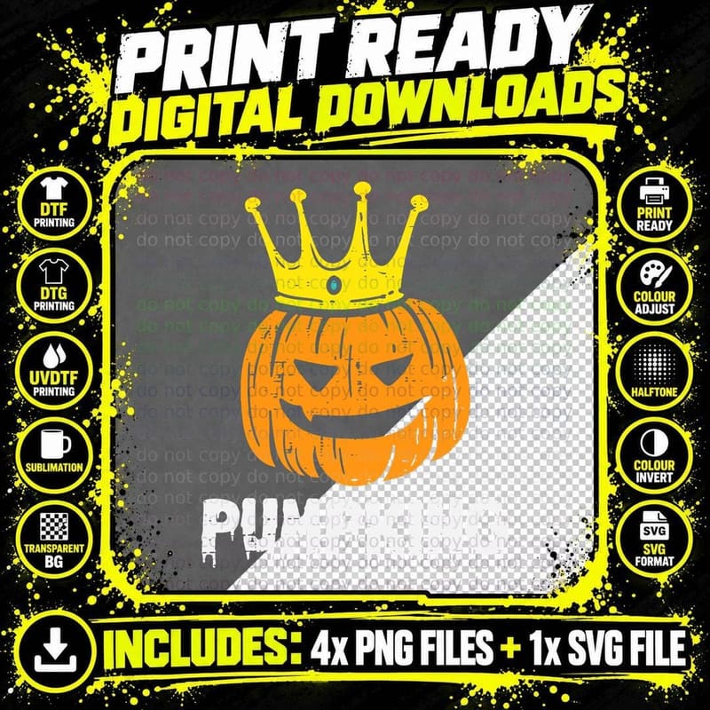 Pumpking Pumpkin Matching Halloween Couples Him and Her Png SVG Digital Bundle
