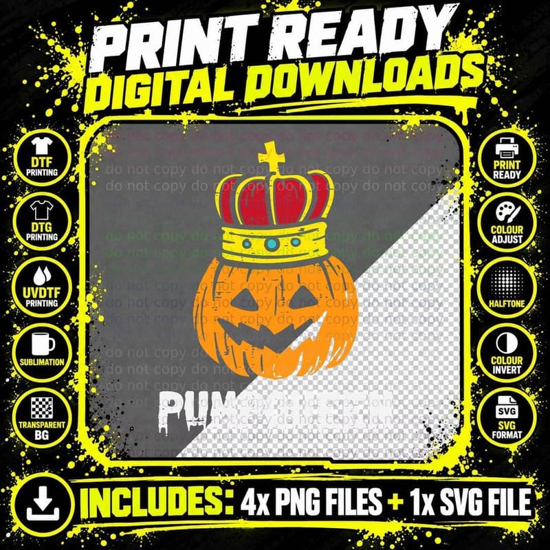 Pumpqueen Pumpkin Matching Halloween Couples Women Him Png SVG Digital Bundle