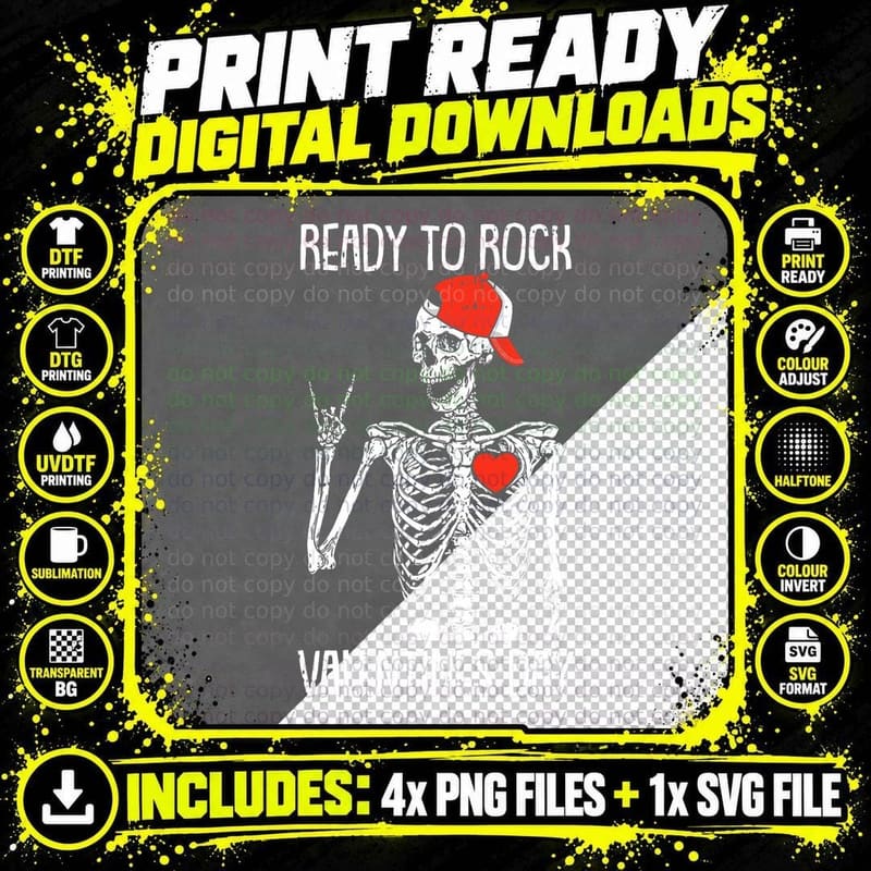 Ready to Rock Valentines Day Valentines Day Funny Png SVG Digital Bundle