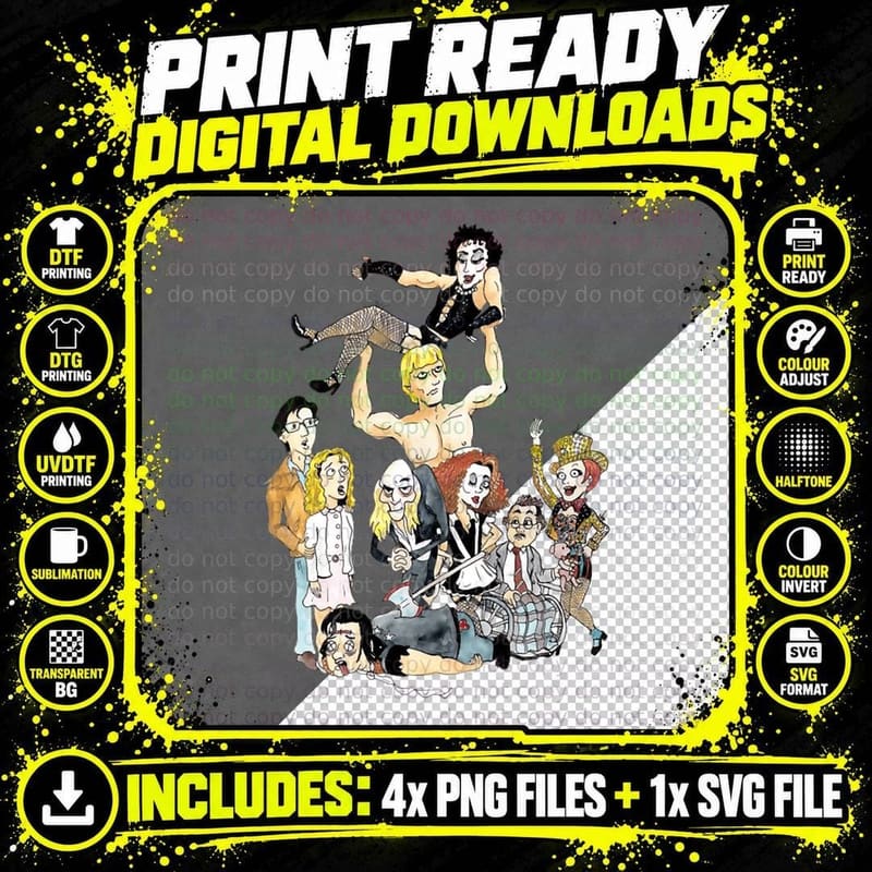 Rocky Horror Picture Show - Cartoon Style T-Shirt Png SVG Digital Bundle