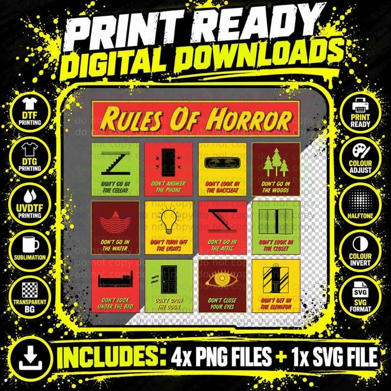 Rules of Horror - Icon T-Shirt Png SVG Digital Bundle