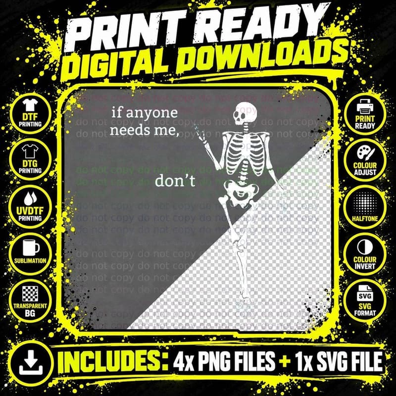 Sassy Skeleton Don't T-Shirt Png SVG Digital Bundle