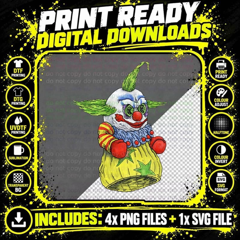 Shorty, Killer Klowns - Horror Hand Puppet T-Shirt Png SVG Digital Bundle