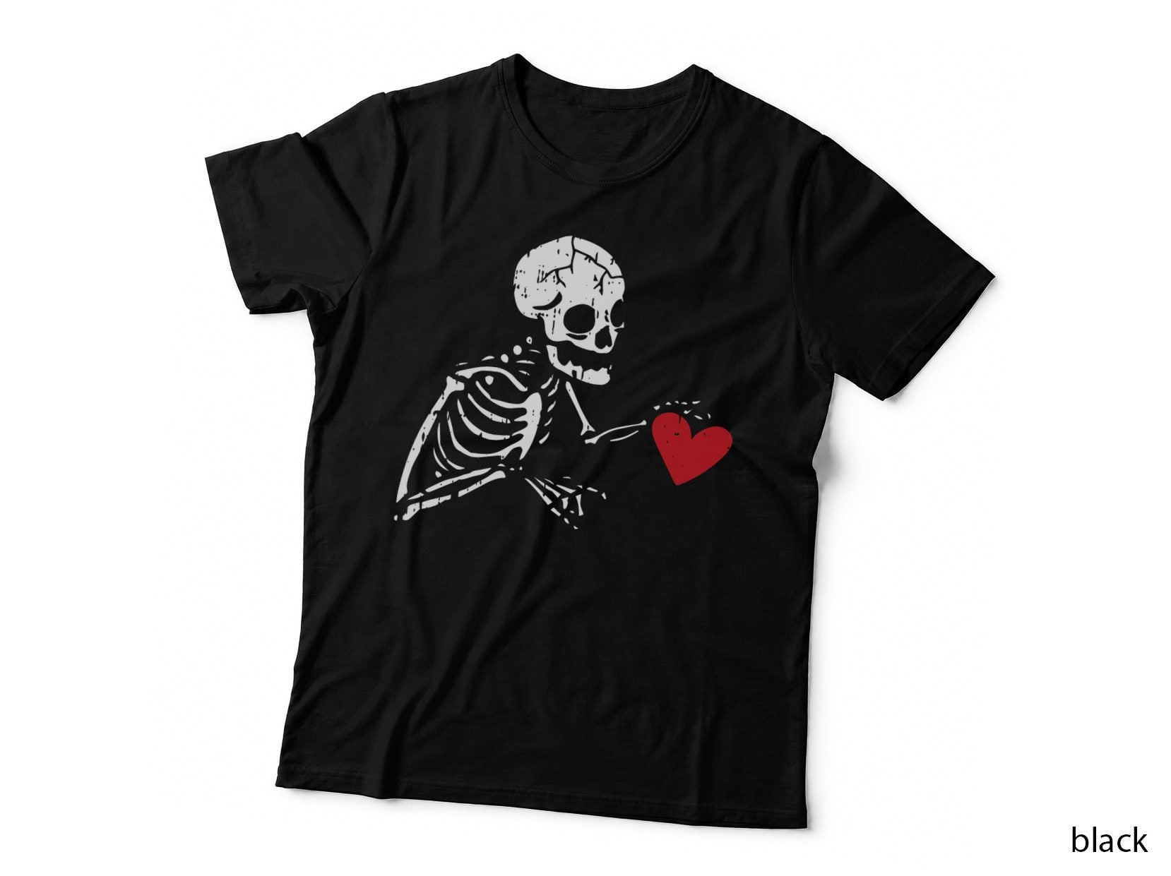 Skeleton Heart Valentines Day Funny Skull Bones Love T-Shirt
