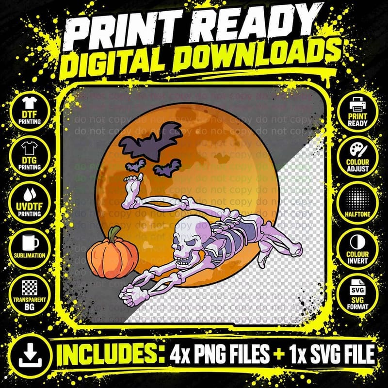 Skeleton Playing Volleyball Halloween Volleyball Png SVG Digital Bundle
