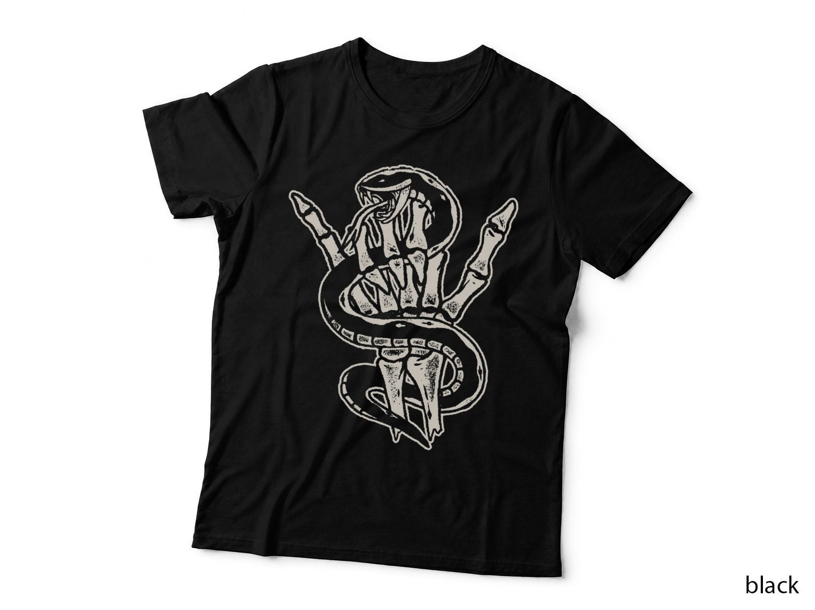 Snake Skeleton Hand Lazy Halloween Costume Cool Rock N Roll T-Shirt