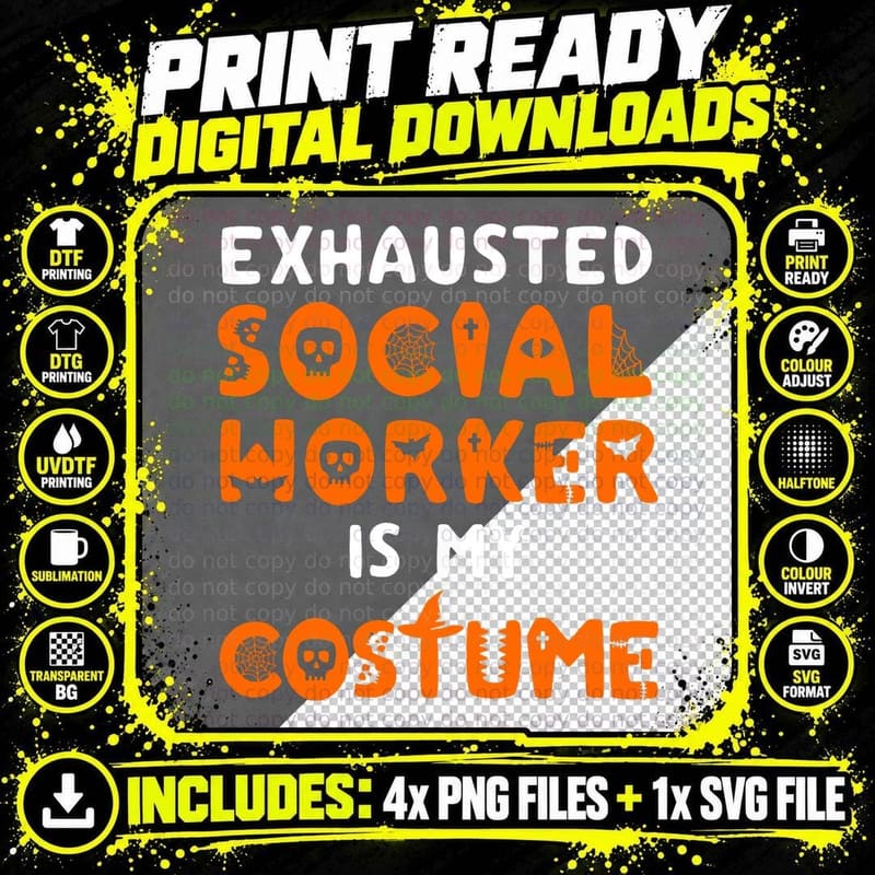Social Worker Halloween Funny School Social Work Png SVG Digital Bundle