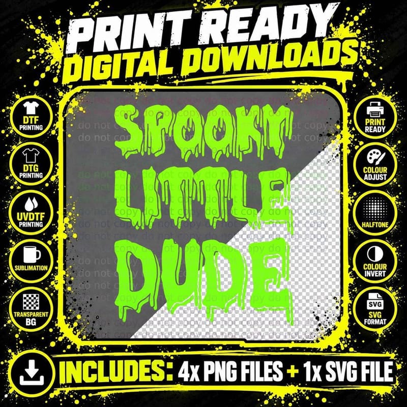 Spooky Little Dude Green Slime Halloween Costume for Png SVG Digital Bundle