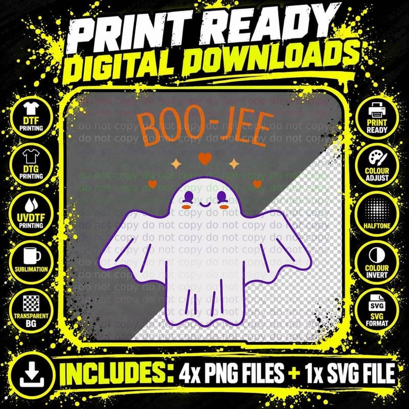 Spooky Season Boo-Jee Groovy Halloween Cute Ghost Boo Png SVG Digital Bundle
