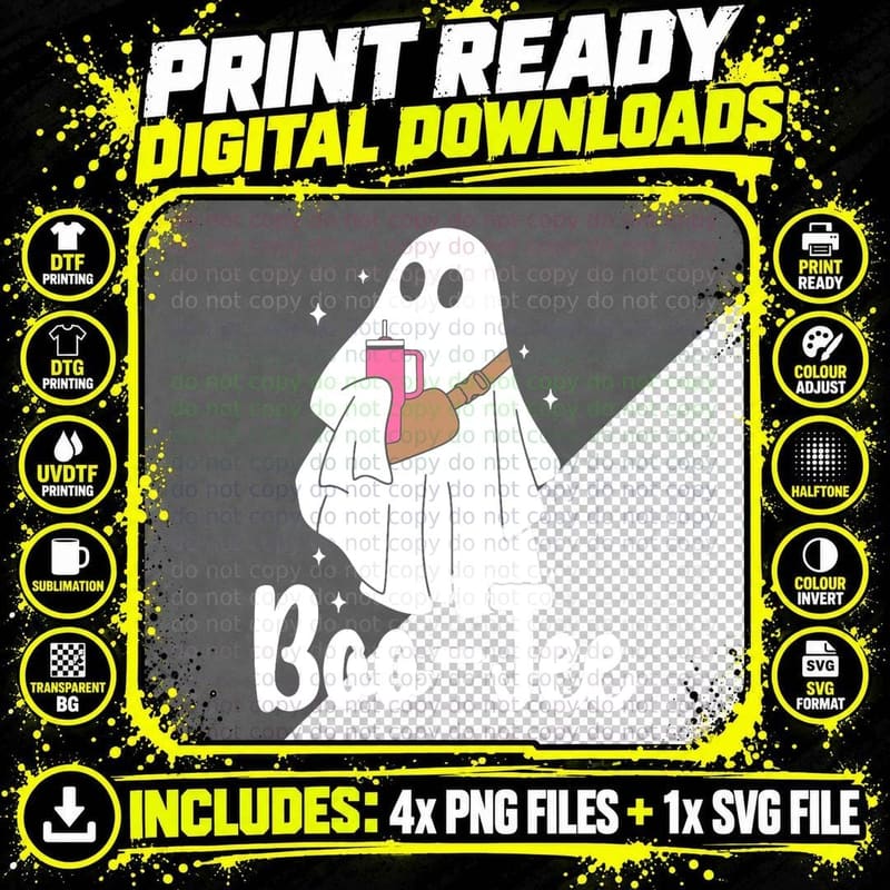 Spooky Season Cute Ghost Halloween Boujee Boo-Jee T-Shirt Png SVG Digital Bundle