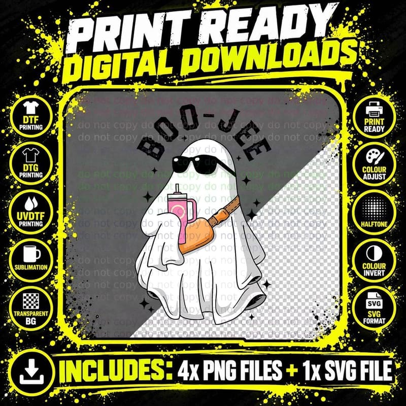 Spooky Season Cute Ghost Halloween Costume Boujee Png SVG Digital Bundle