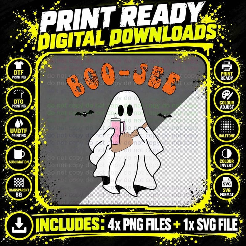 Spooky Season Cute Ghost Halloween Costume Boujee Png SVG Digital Bundle