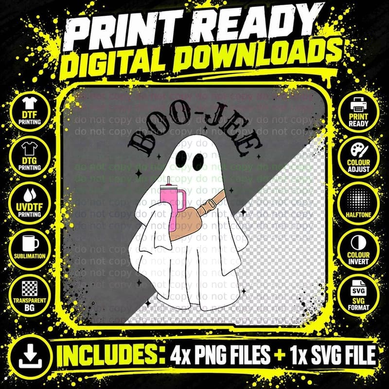 Spooky Season Cute Halloween Ghost Boujee Boo Jee T-Shirt Png SVG Digital Bundle