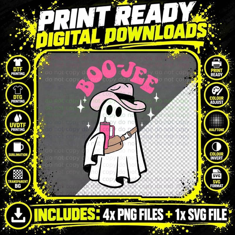 Spooky Season Funny Ghost Halloween Costume Boujee Png SVG Digital Bundle