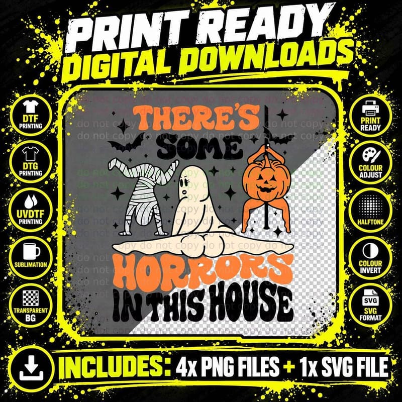 Spooky There's Some Horrors Ghost Pumpkin Twerking Png SVG Digital Bundle