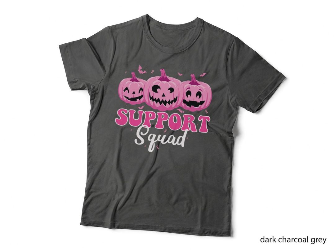 Support Squad Pumpkin Halloween Breast Cancer Awareness T-Shirt