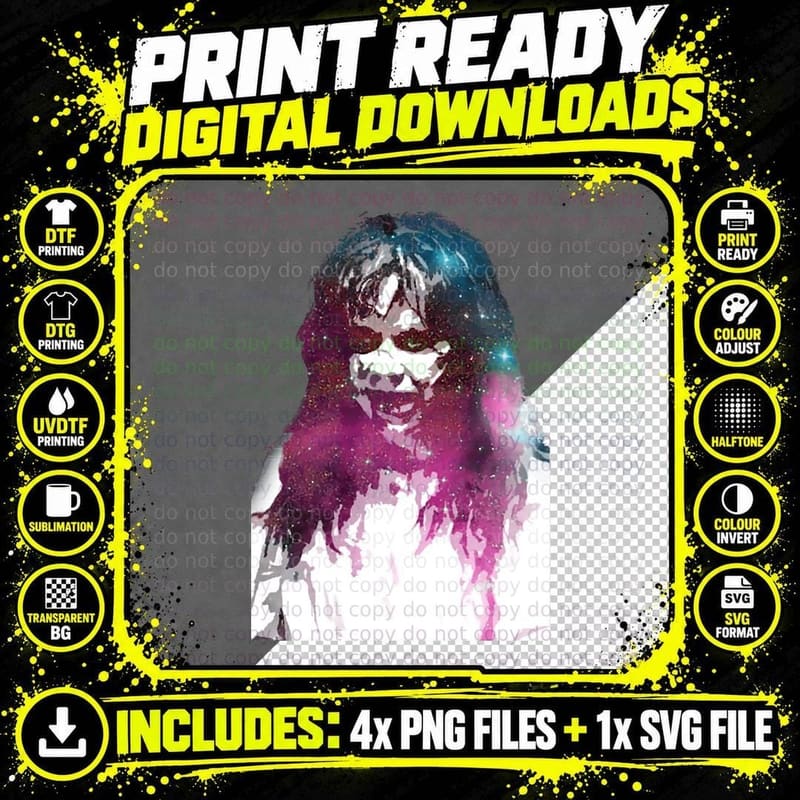 The Exorcist Regan Macneil Linda Blair Galaxy Horror Png SVG Digital Bundle