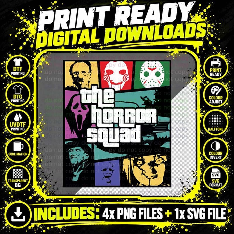 The Horror Squad T-Shirt Png SVG Digital Bundle
