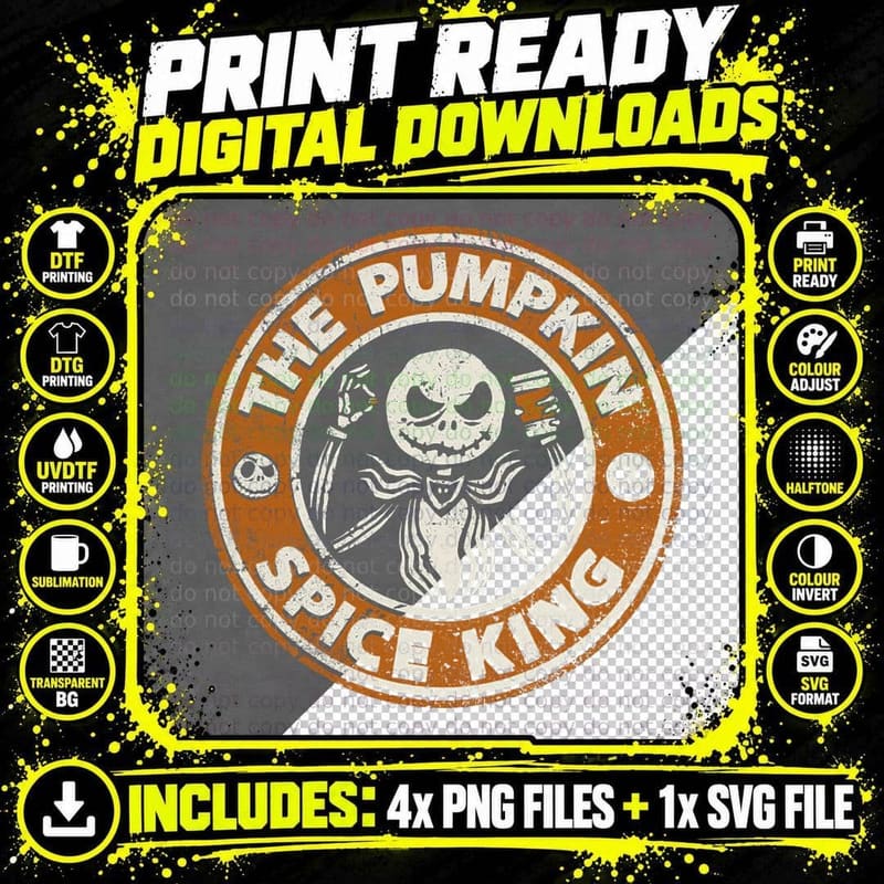 The Pumpkin Spice King T-Shirt Png SVG Digital Bundle