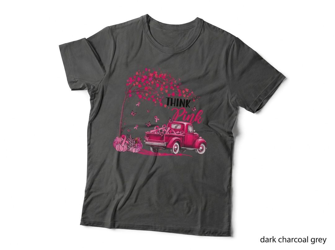 Think Pink We Wear Pink Breast Cancer Autumn Fall Halloween T-Shirt