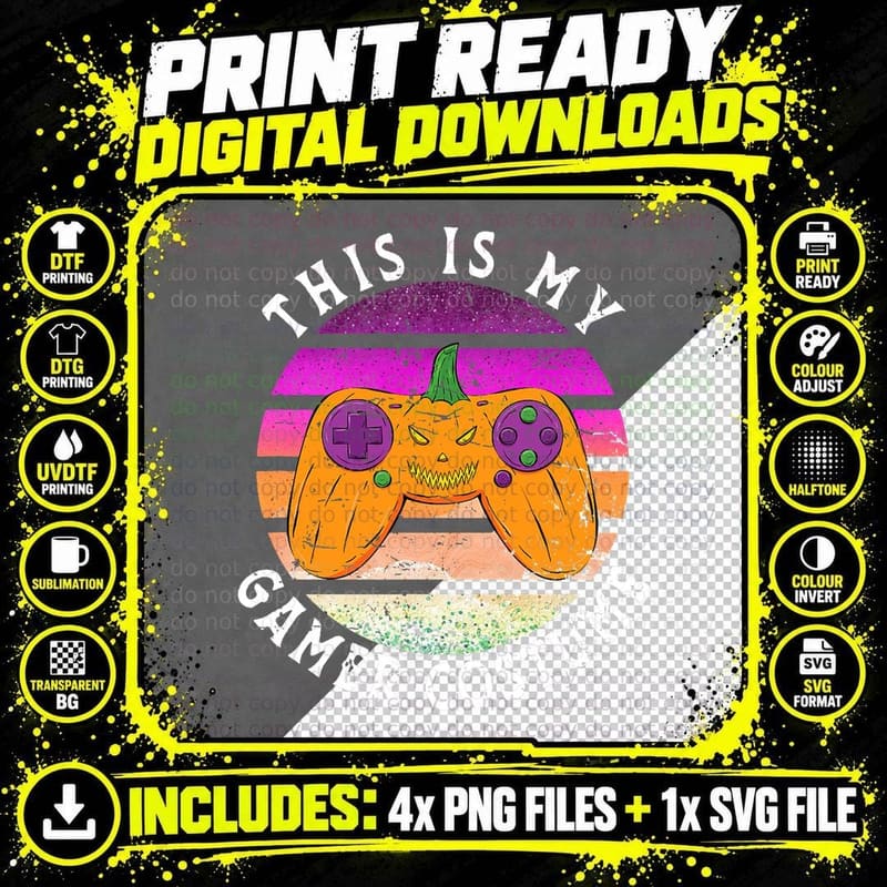 This Is My Gamer Costume - Funny Halloween Video Game Png SVG Digital Bundle