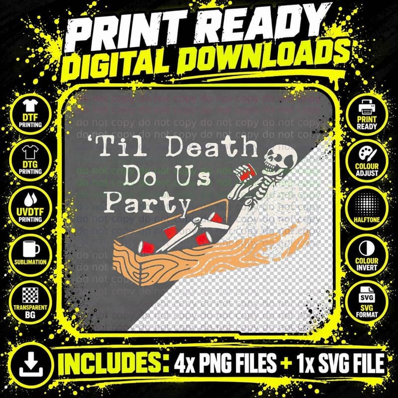 Til Death Do Us Party Bride or Die Bachelorette Png SVG Digital Bundle