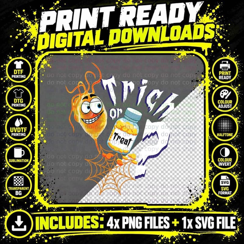 Trick or Treat Microbiology Halloween Medical Lab Png SVG Digital Bundle