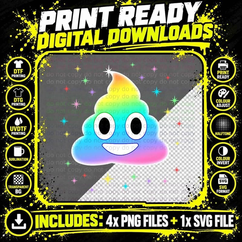 Unicorn Poop Magic Rainbow Funny Halloween Costume Png SVG Digital Bundle
