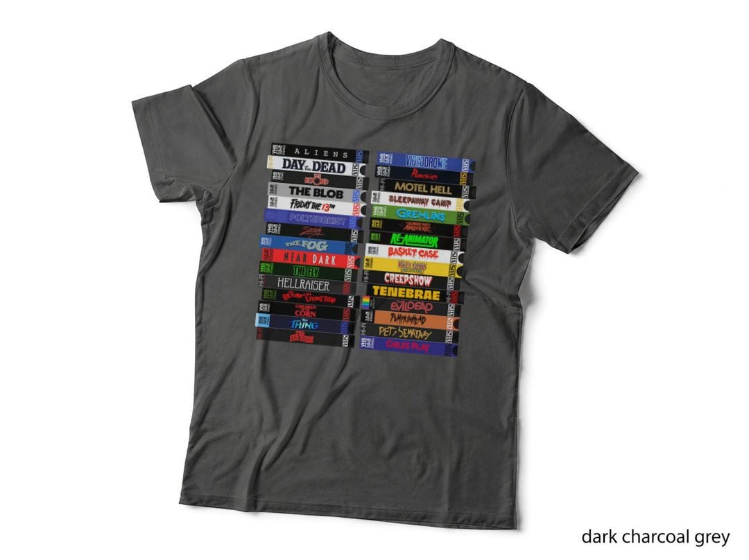 VHS 80s Horror Movie Stacks T-Shirt