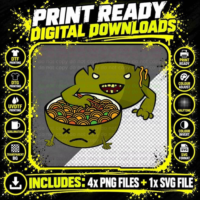 Vampire Ramen Funny Anime Noodle Bowl T-Shirt Png SVG Digital Bundle