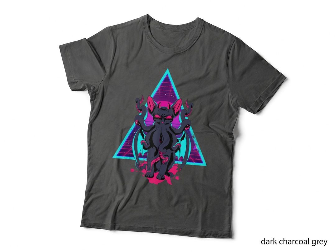 Vaporwave Cathulhu Demon Cat Octopus Tentacle Cthulhu Horror Top T-Shirt
