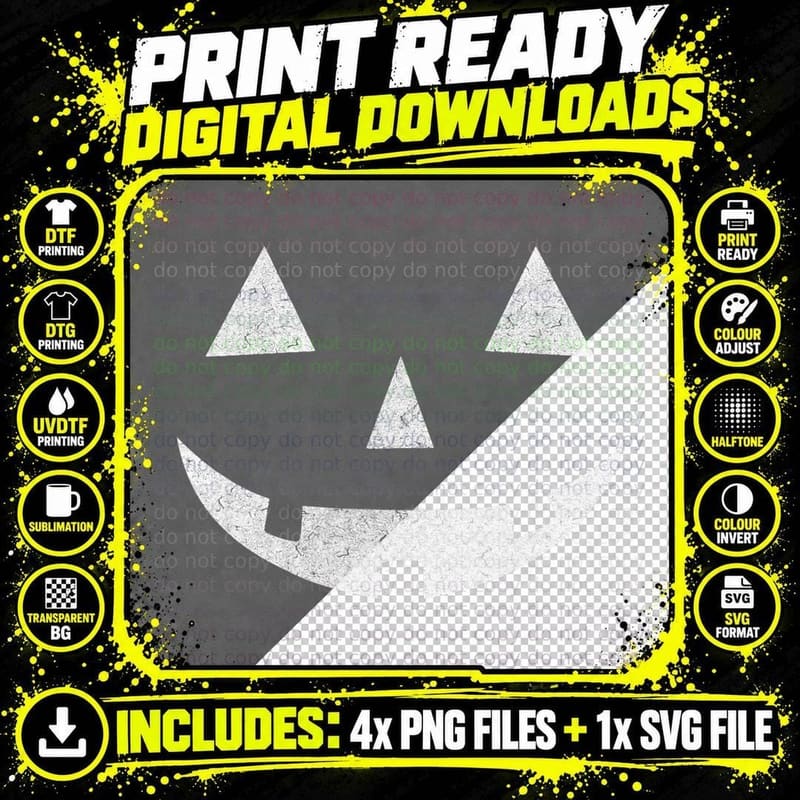 Vintage Jack O Lantern Jackolantern Pumpkin Face T-Shirt Png SVG Digital Bundle