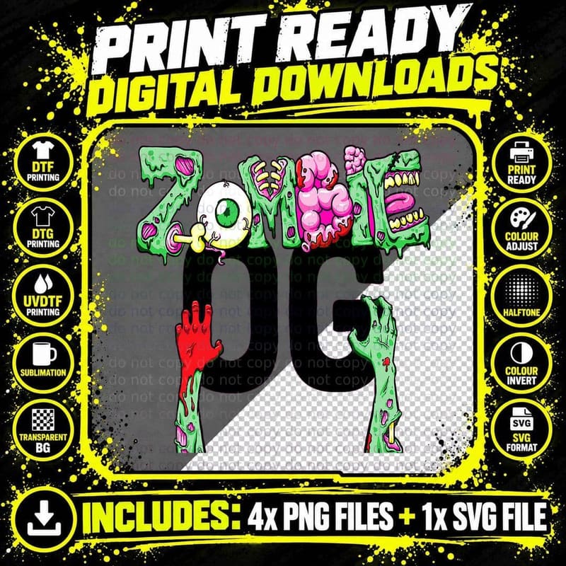 Weed Strains Zombie Ogs 420 Cannabis Culture T-Shirt Png SVG Digital Bundle
